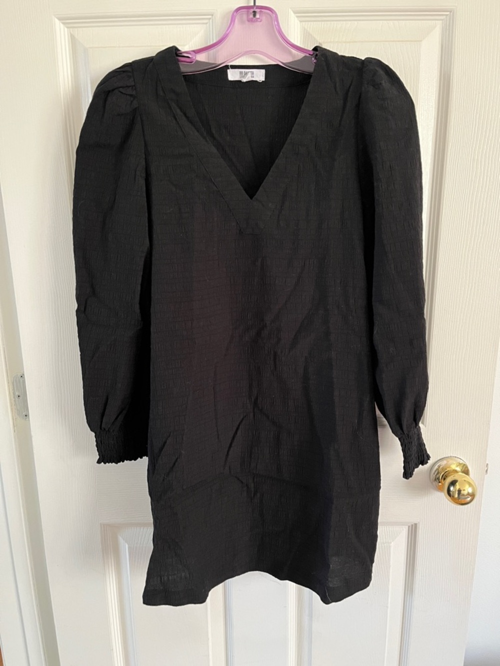 BB Dakota Black Mini Dress with Puff Sleeves